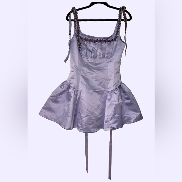 SUGAR THRILLZ Light Purple Satin Mini Dress - Picture 2 of 8